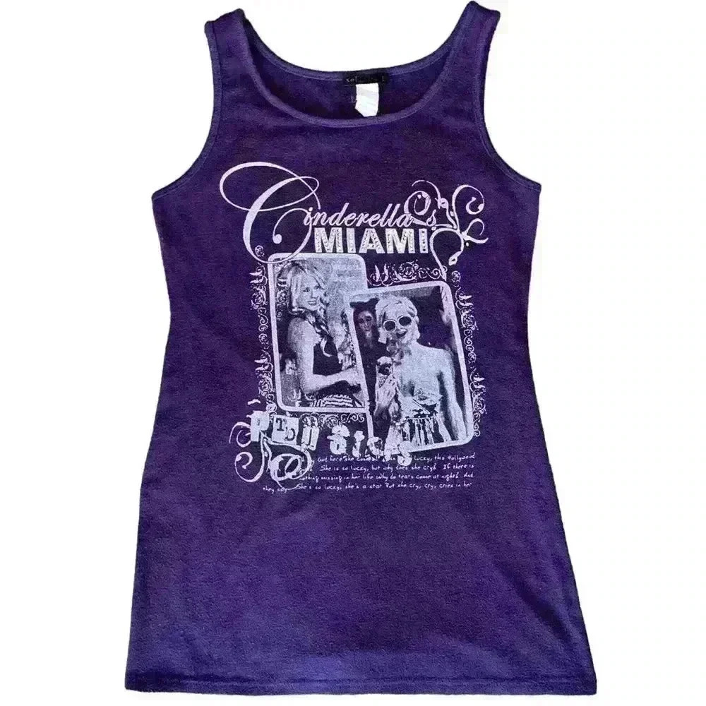 RARE Y2K Cinderella Miami Pop Stars Paris Hilton Bedazzled Tank Top